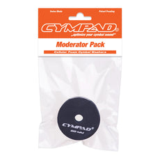 Cympad Moderator 60mm pack – Large black cellular foam cymbal washer in retail packaging with orange and white branding. Designed to reduce cymbal volume and overtones while preserving natural feel. Made in Switzerland.
