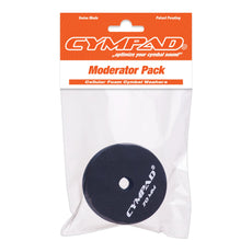 Cympad Moderator 70mm pack – Large black cellular foam cymbal washer in retail packaging with orange and white branding. Designed to reduce cymbal volume and overtones while preserving natural feel. Made in Switzerland.