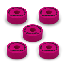 Crimson Cympad Chromatics cymbal washers – 5-piece set of high-density foam washers for drum kits, designed to improve cymbal sound, reduce wear, and add visual style.