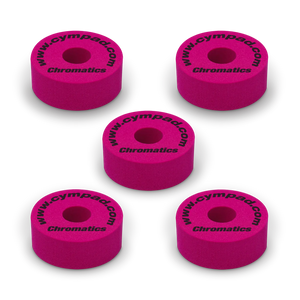 Crimson Cympad Chromatics cymbal washers – 5-piece set of high-density foam washers for drum kits, designed to improve cymbal sound, reduce wear, and add visual style.