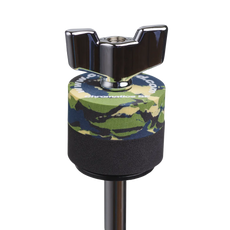 SE Cympad Chromatics cymbal washer installed on a cymbal stand with a wing nut, showing foam washer placement for improved cymbal control, sound, and protection.