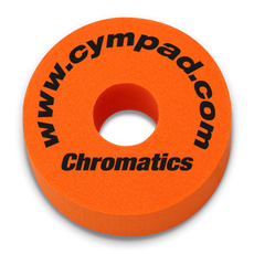 Close-up image of a single Cympad Chromatic, featuring Orange color. Perfect for drummers seeking to customise their drum and cymbal sound without sacrificing tone quality, ideal for practice and performance