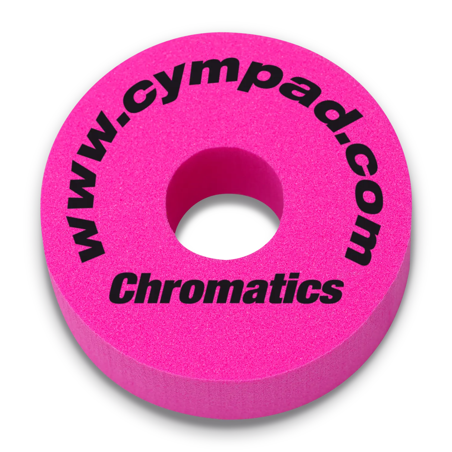 Close-up image of a single Cympad Chromatic, featuring Pink color. Perfect for drummers seeking to customise their drum and cymbal sound without sacrificing tone quality, ideal for practice and performance
