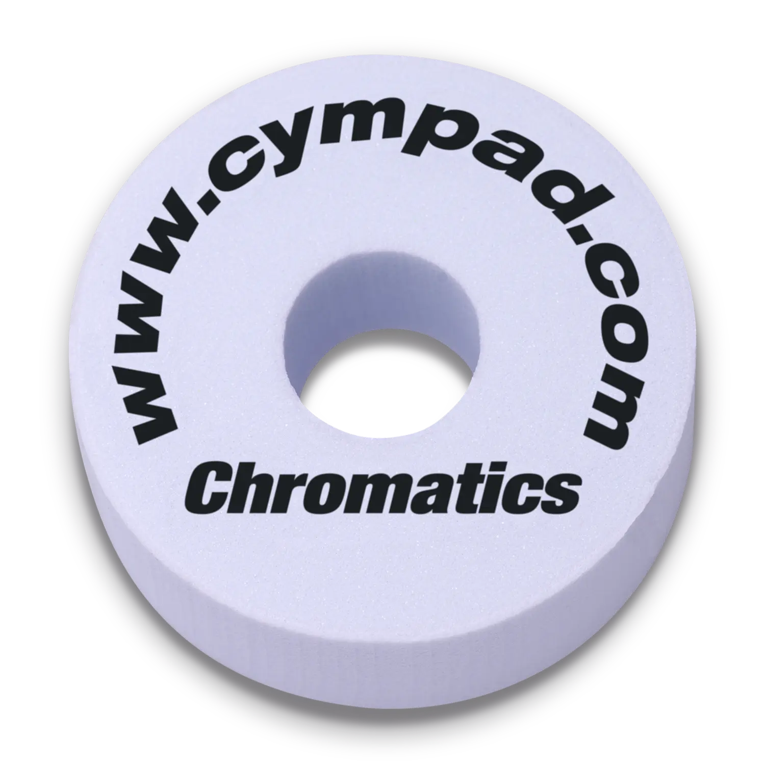 Close-up image of a single Cympad Chromatic, featuring White color. Perfect for drummers seeking to customise their drum and cymbal sound without sacrificing tone quality, ideal for practice and performance