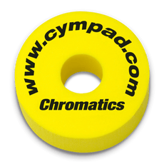Close-up image of a single Cympad Chromatic, featuring Yellow color. Perfect for drummers seeking to customise their drum and cymbal sound without sacrificing tone quality, ideal for practice and performance