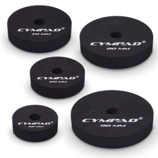 Cympad Moderator Super Set – 10-piece cymbal washer set in various sizes (50mm to 90mm), designed to reduce cymbal volume and overtones for a more controlled sound. Ideal for practice, live performance, and studio sessions. High-quality foam construction with clear size markings and Cympad logo